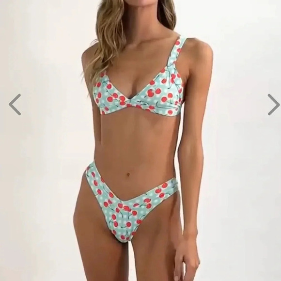 NWT OneOne Swimwear Bikini SET Cherry Crush Kameron Jesse NEW White Blue Red - Picture 10 of 14